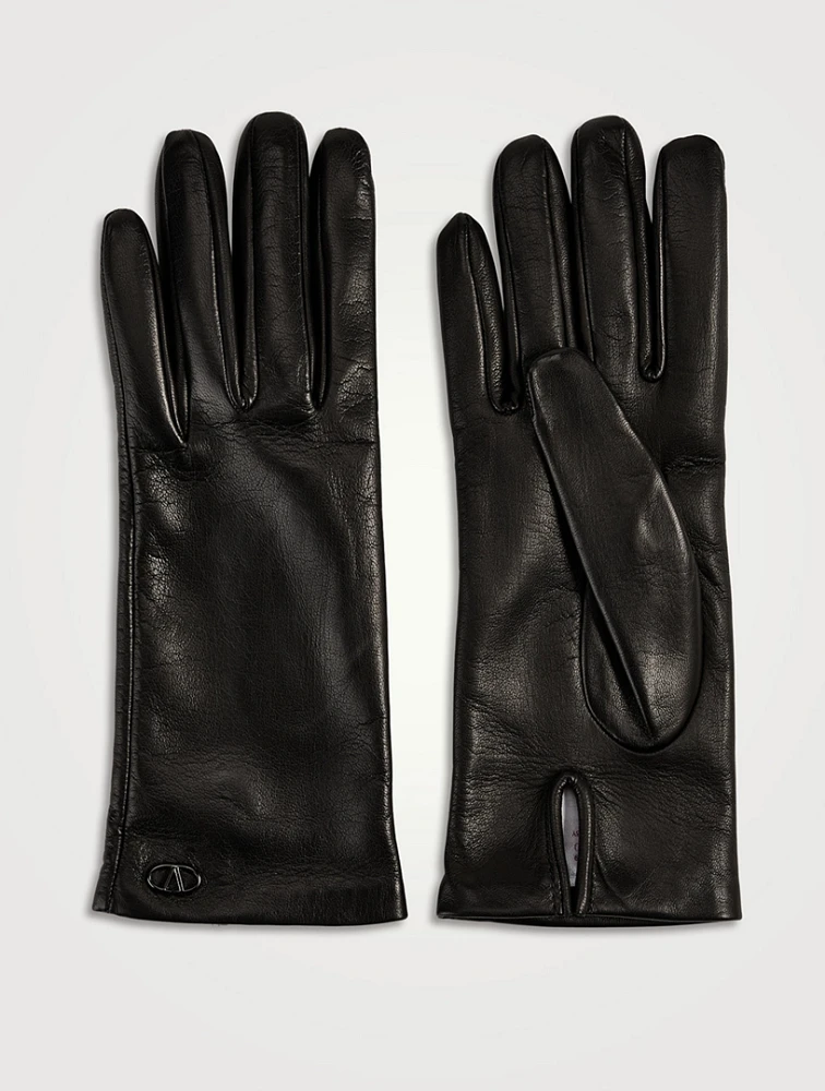 VLogo Short Leather Gloves