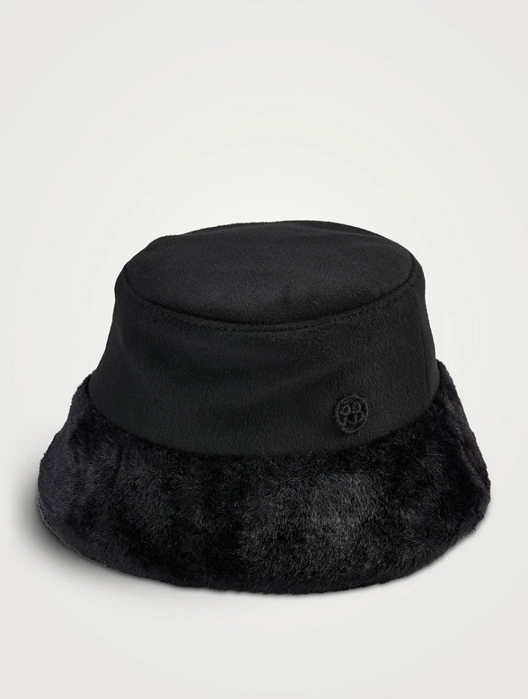 Faux Fur Brim Bucket Hat