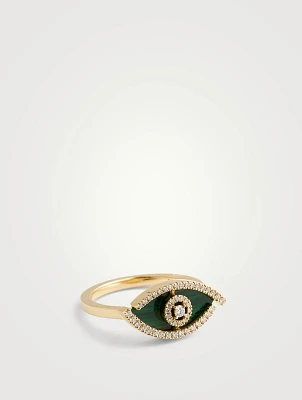 Lucky Eye Malachite 18K Gold Ring With Diamonds