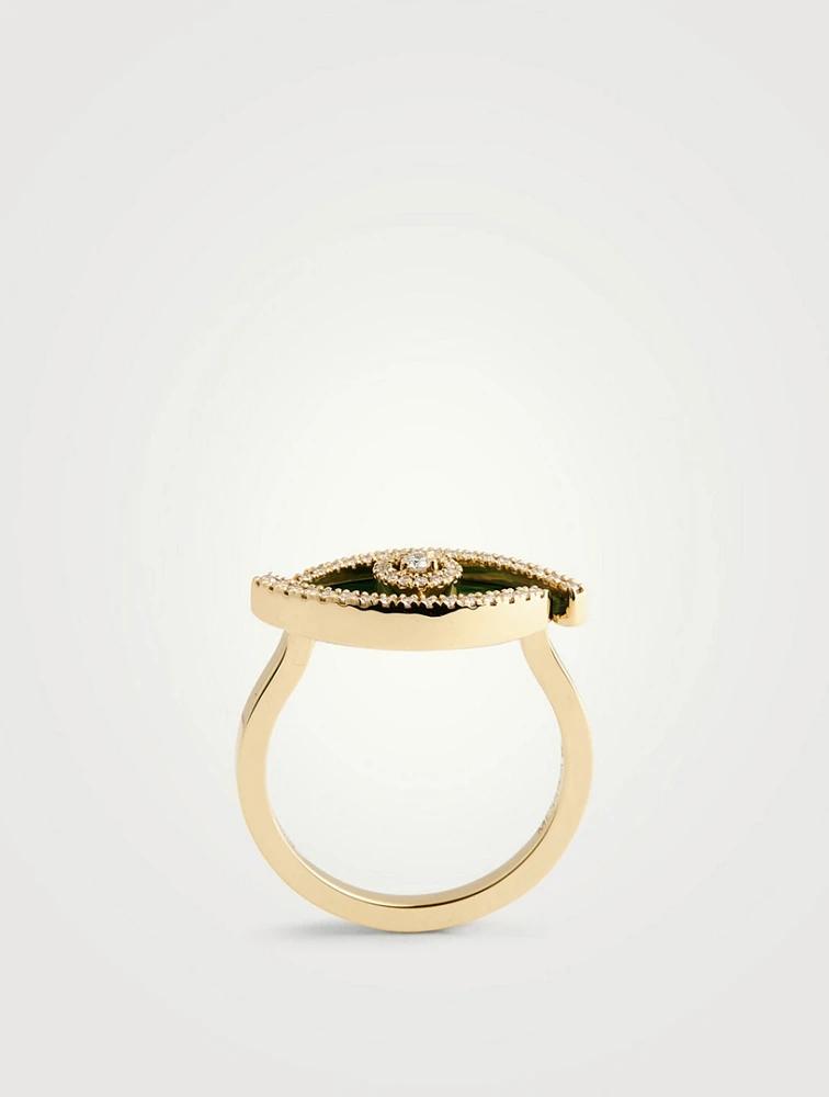 Lucky Eye Malachite 18K Gold Ring With Diamonds