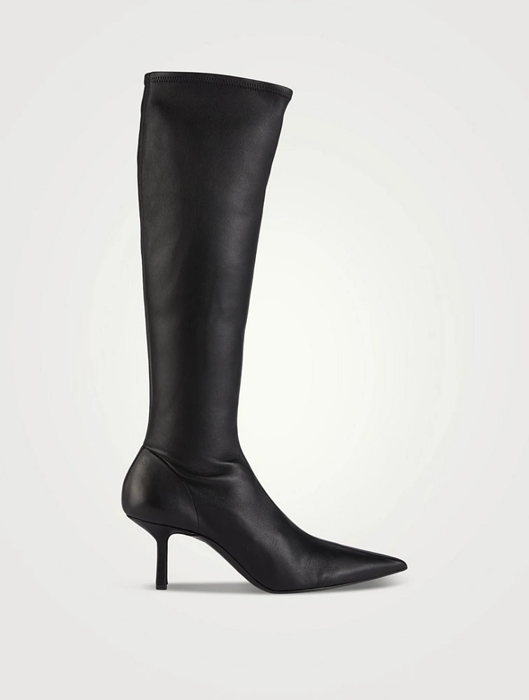 Nosa Leather Knee-High Sock Boots