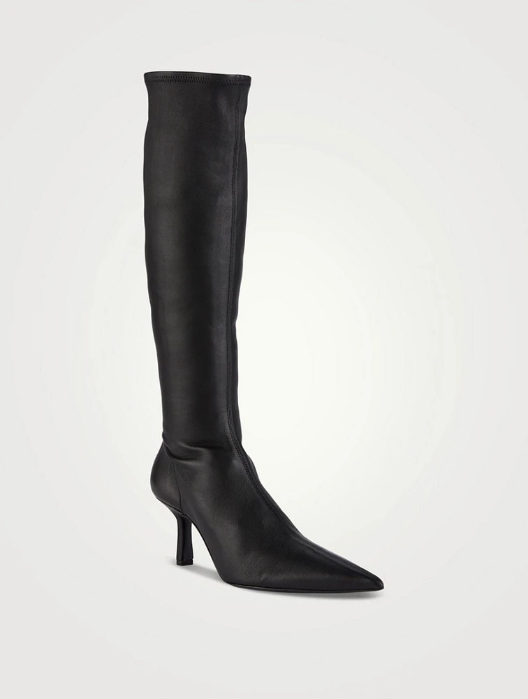 Nosa Leather Knee-High Sock Boots