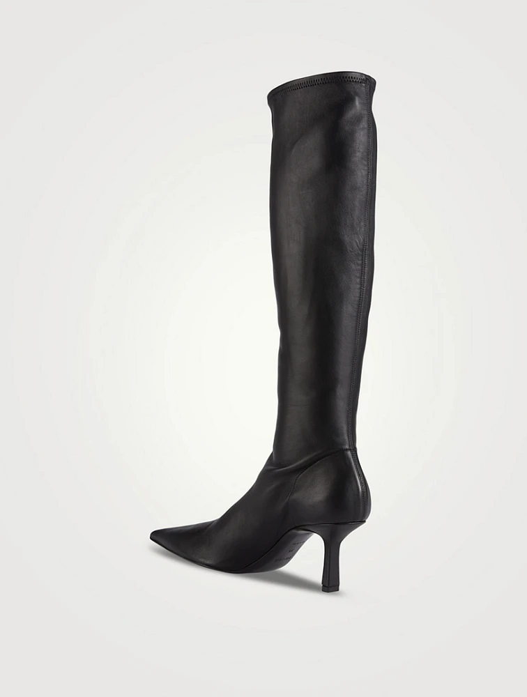 Nosa Leather Knee-High Sock Boots