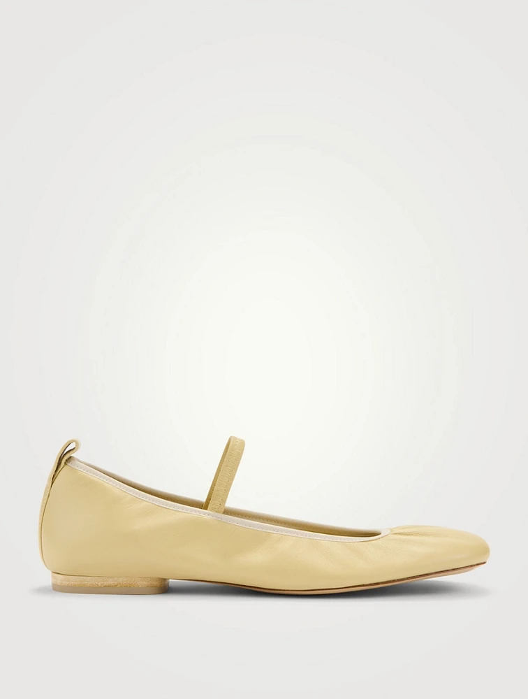 Square Leather Ballerinas