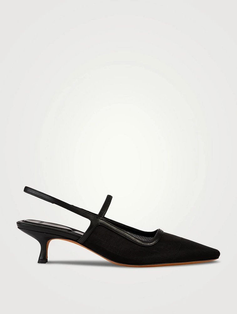 Venice Mesh And Leather Slingback Pumps