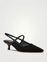 Venice Mesh And Leather Slingback Pumps