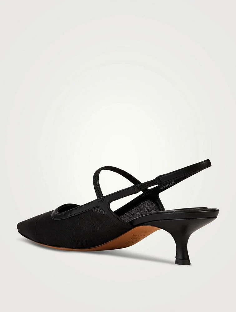 Venice Mesh And Leather Slingback Pumps