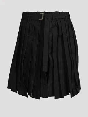 Ripstop x Chalk Stripe Pleated Shorts