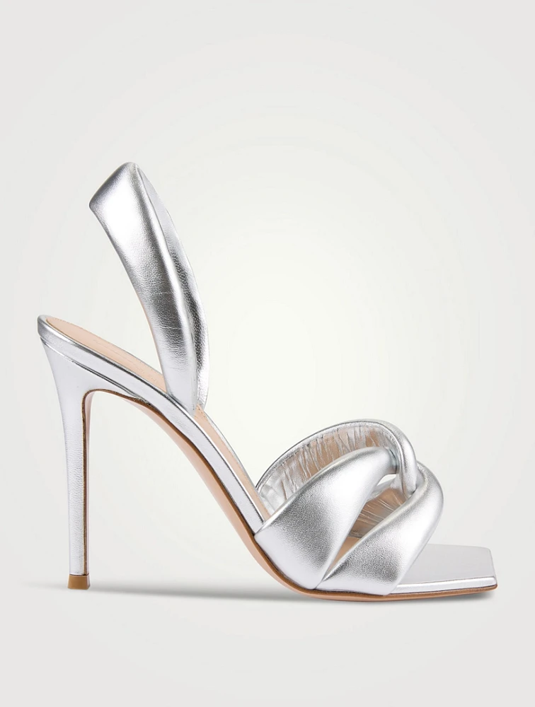 Metallic Leather Slingback Sandals