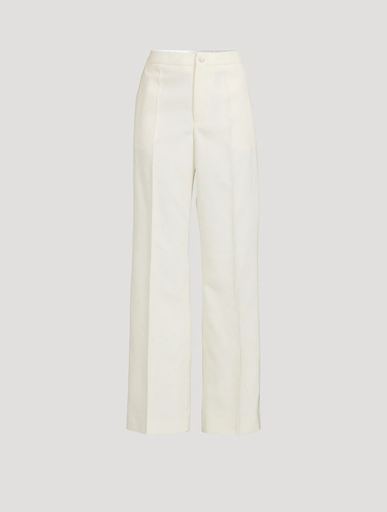 Wool Gabardine Wide-Leg Trousers