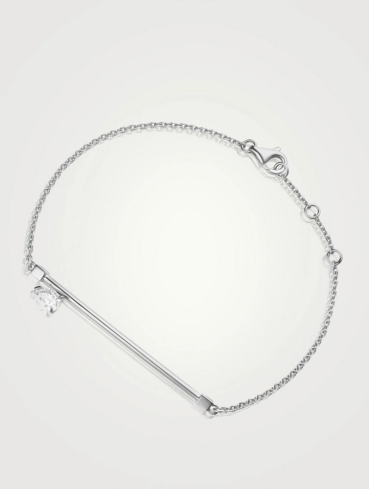 Serti Sur Vide 18K White Gold Chain Bracelet With Diamond
