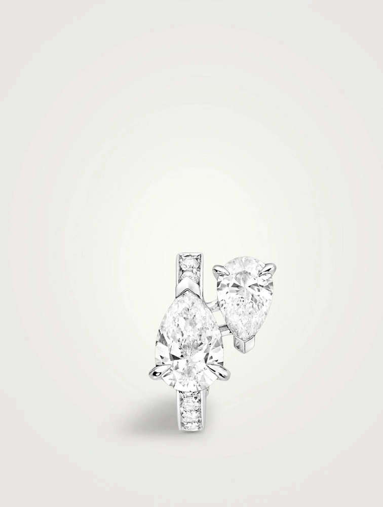 Serti Sur Vide 18K White Gold Left Earring With Diamonds