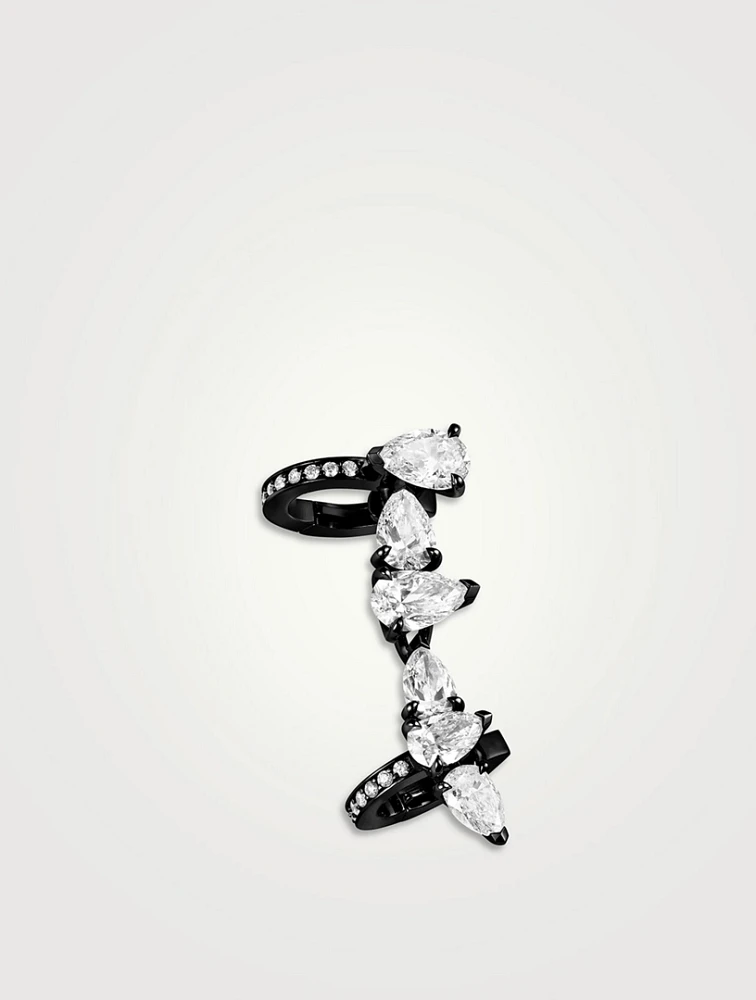 Serti Sur Vide 18K Black Gold Left Earcuff With Diamonds