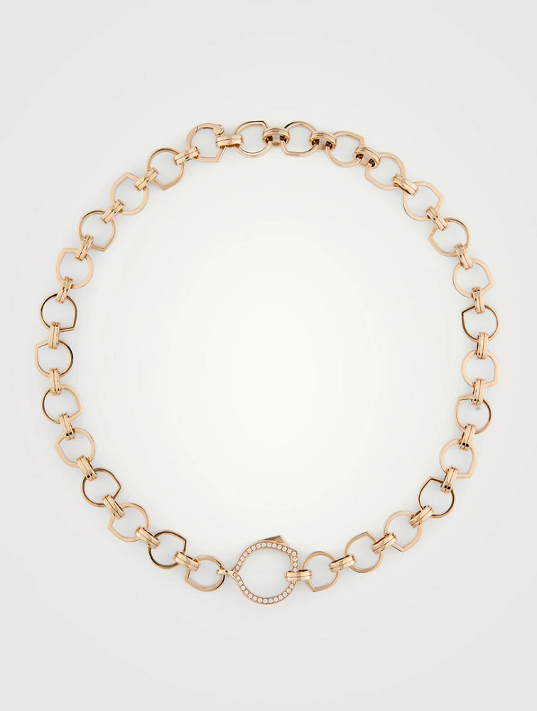 Antifer Rose Gold Link Necklace With Diamonds