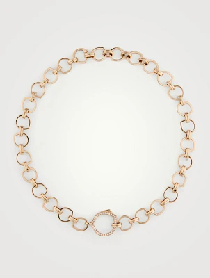 Antifer Rose Gold Link Necklace With Diamonds