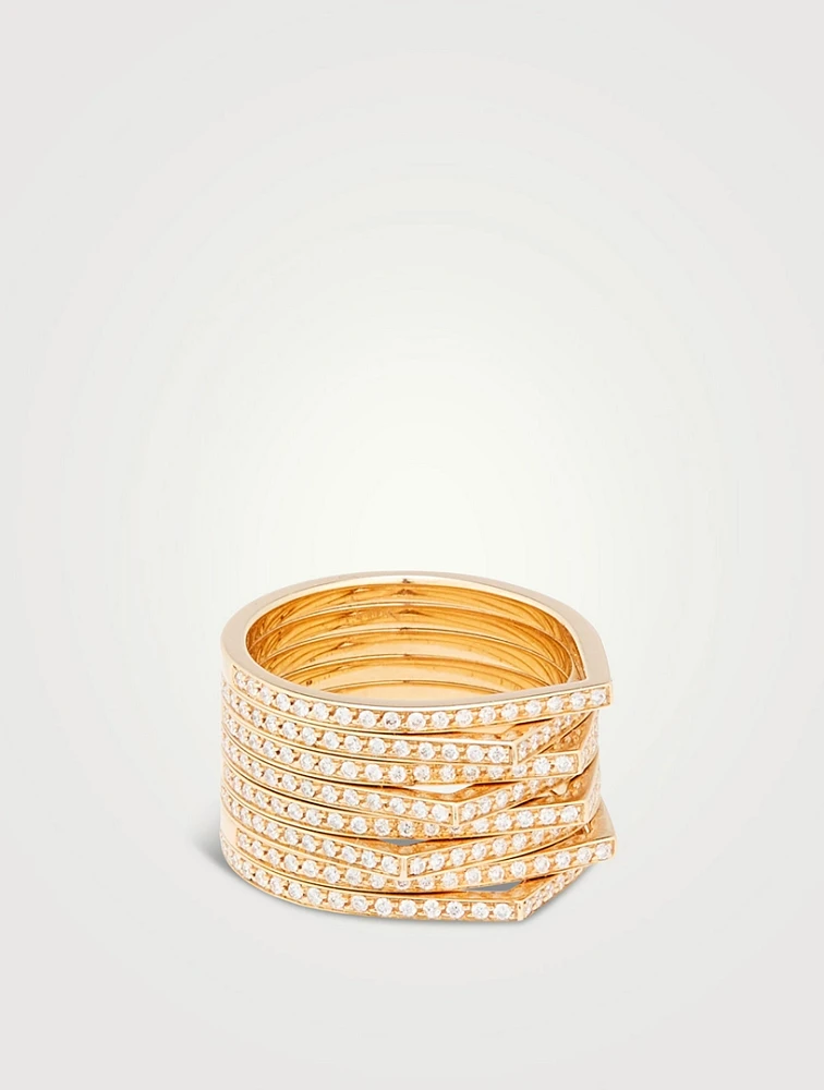 Antifer 8-Row Rose Gold Ring With Diamonds