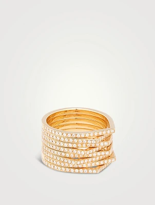 Antifer 8-Row Rose Gold Ring With Diamonds