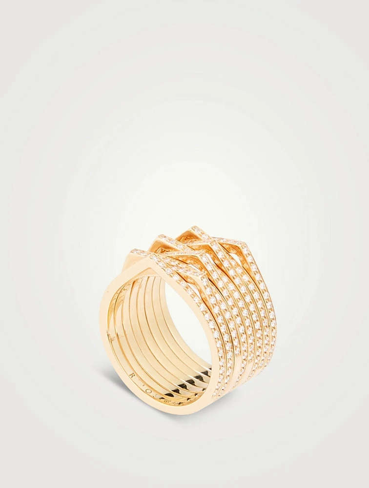 Antifer 8-Row Rose Gold Ring With Diamonds