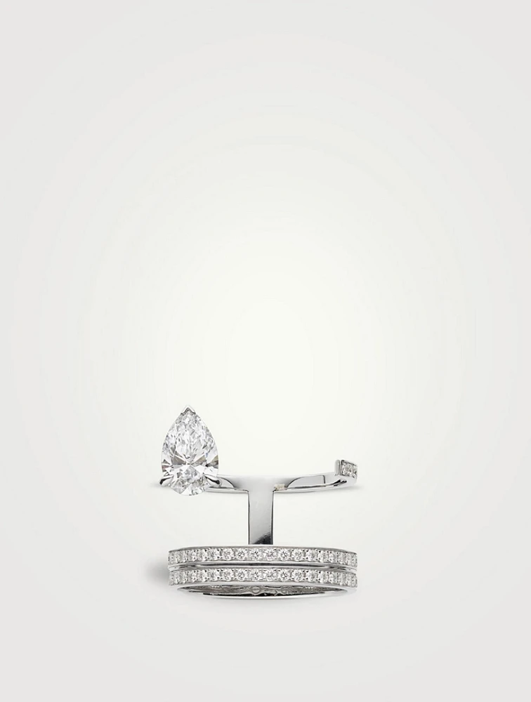 Serti Sur Vide 18K White Gold Ring With Diamonds