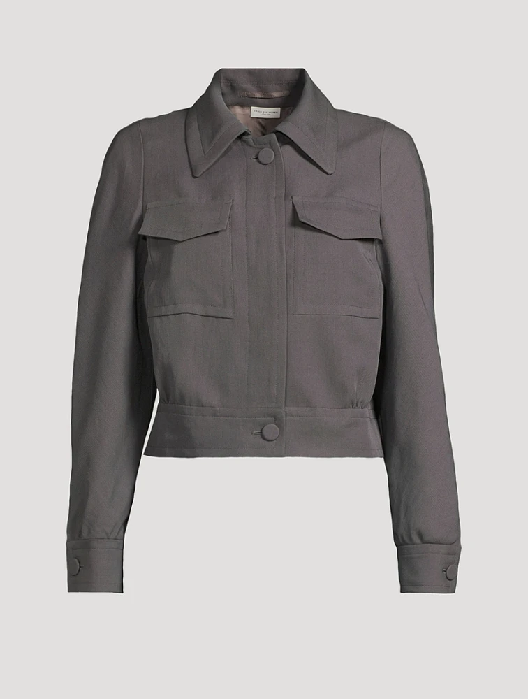 Fitted Gabardine Casual Jacket