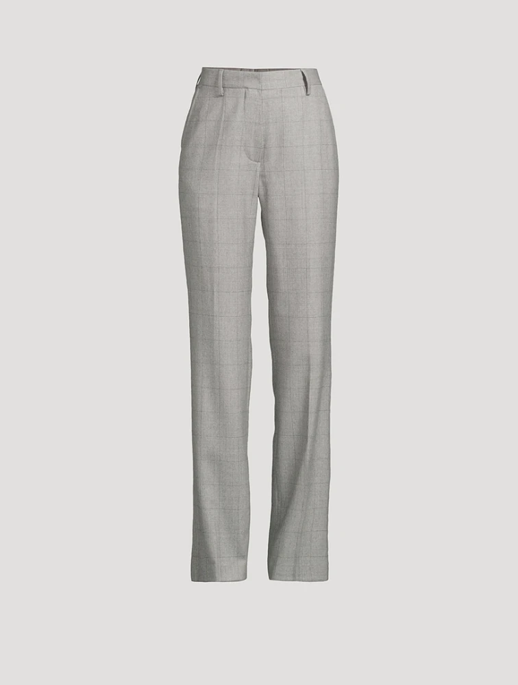 Pulla Wool Trousers Windowpane Check Print
