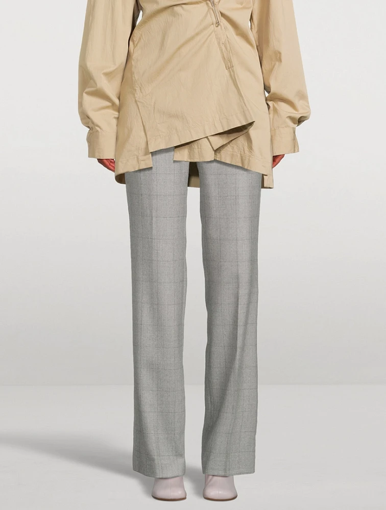 Pulla Wool Trousers Windowpane Check Print