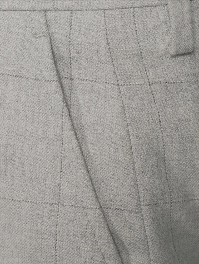 Pulla Wool Trousers Windowpane Check Print