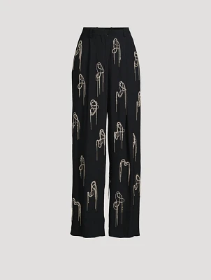 Porter Embellished Wide-Leg Trousers