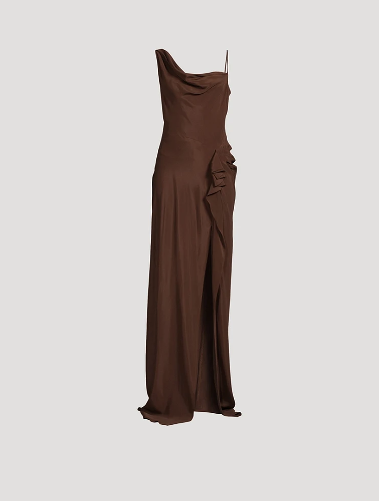 Crepe One-Shoulder Gown
