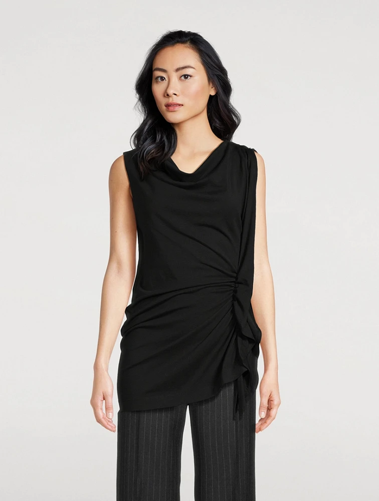 Gathered Sleeveless Top