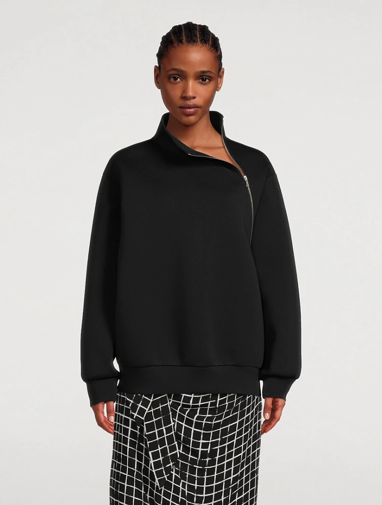 Zip Collar Oversized Sweatshirt