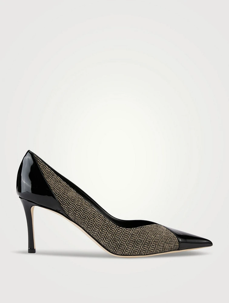 Cass Patent Leather And Herringbone Pumps