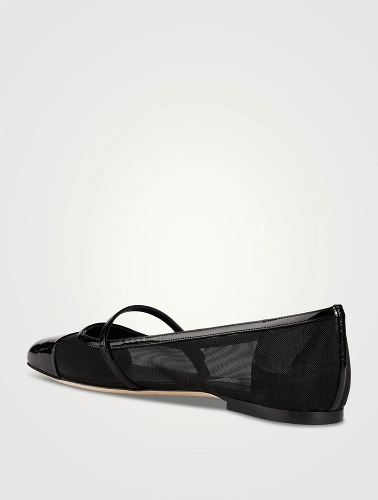 Elisa Leather And Mesh Mary Jane Ballet Flats