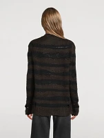 Distressed Stripe Jacquard Cardigan