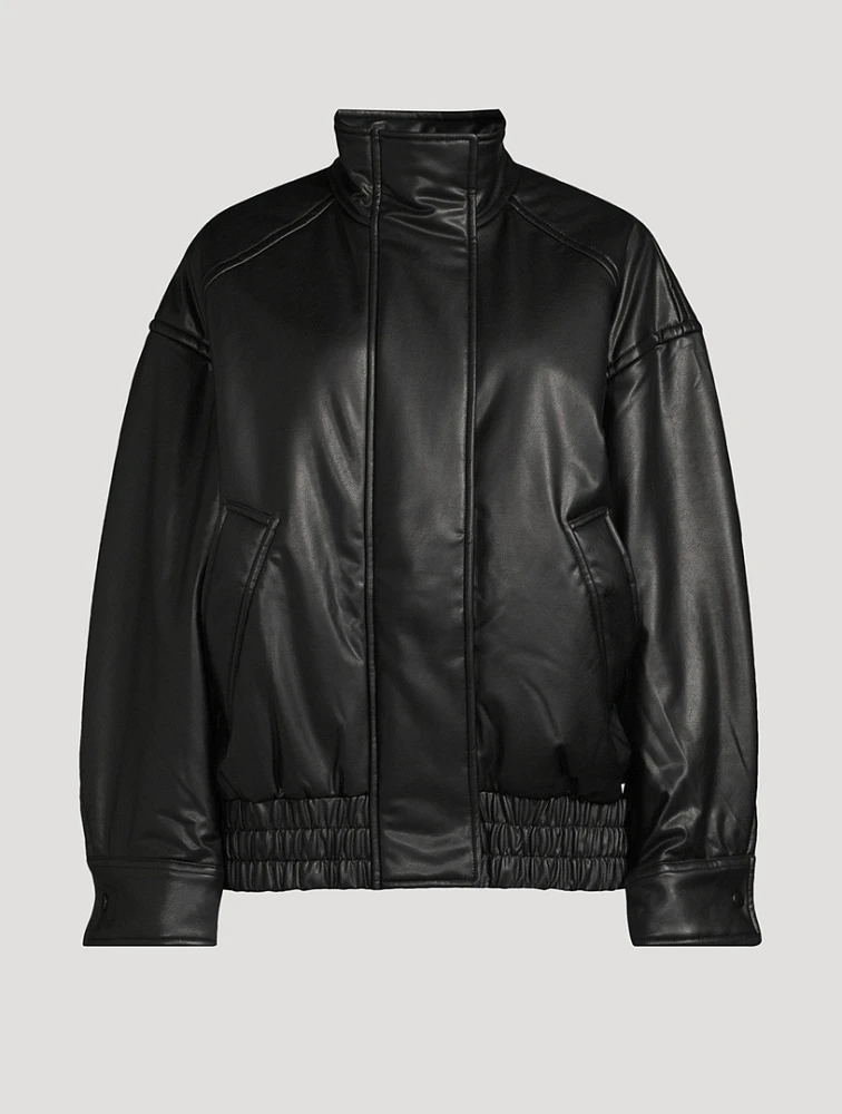 Faux Leather Bomber Jacket