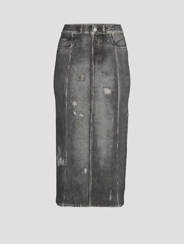 Midi Skirt Denim Print