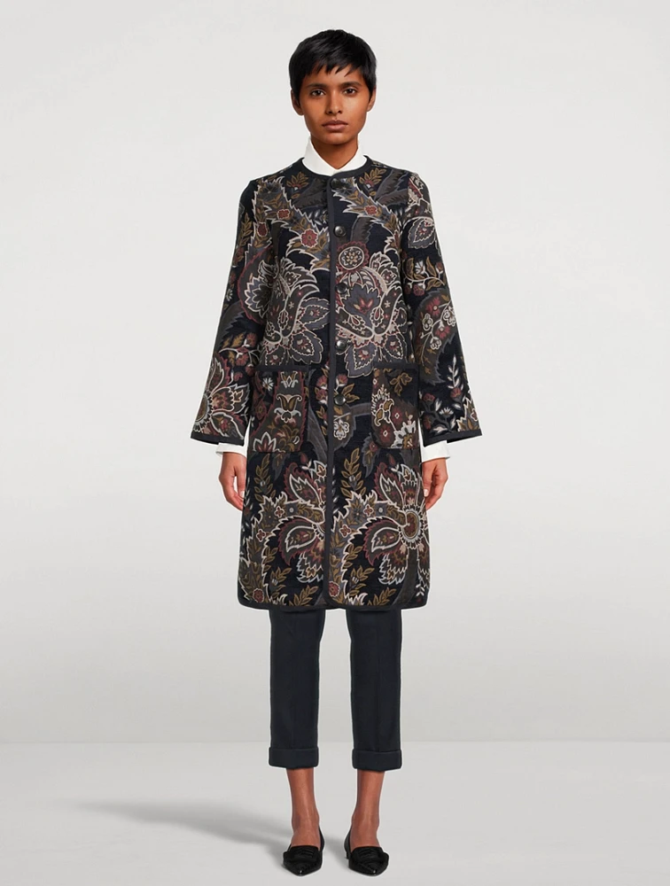 Floral Jacquard Coat