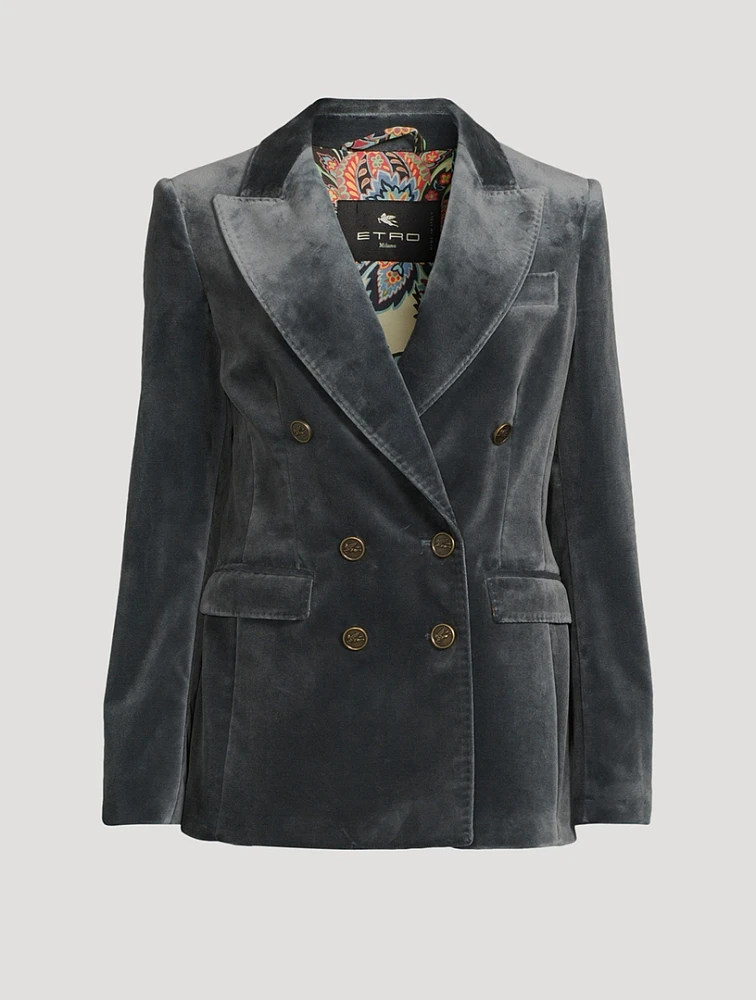 Double-Breasted Velvet Blazer