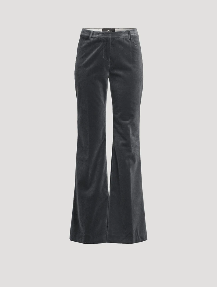 Velvet Flare-Leg Trousers