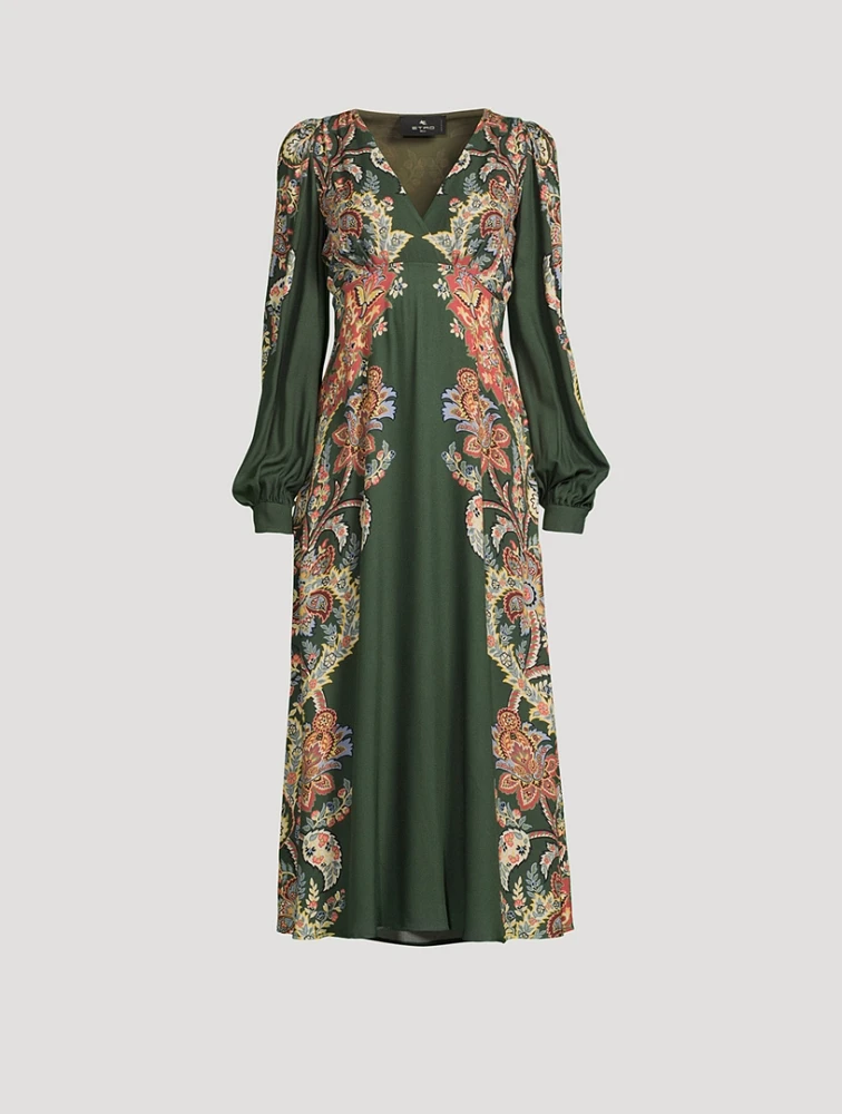 Twill Midi Dress Floral Paisley Print