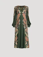 Twill Midi Dress Floral Paisley Print