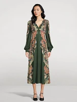 Twill Midi Dress Floral Paisley Print