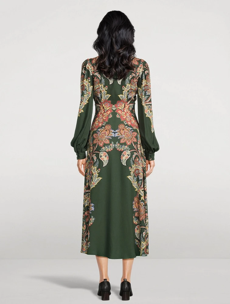 Twill Midi Dress Floral Paisley Print