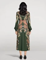 Twill Midi Dress Floral Paisley Print