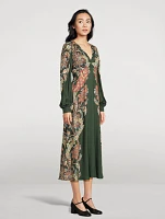 Twill Midi Dress Floral Paisley Print