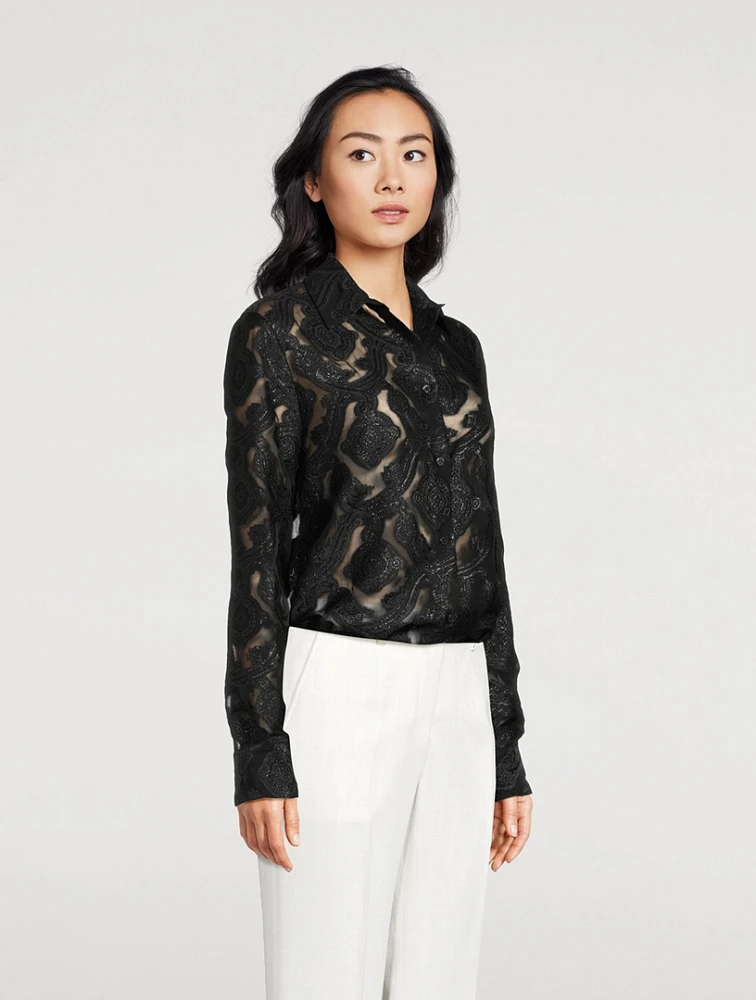 Paisley-Embroidered Shirt