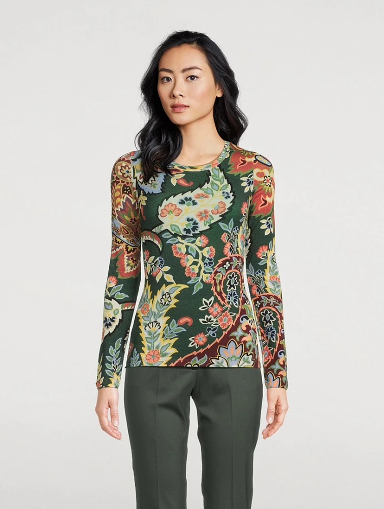 Jersey Top Paisley Print