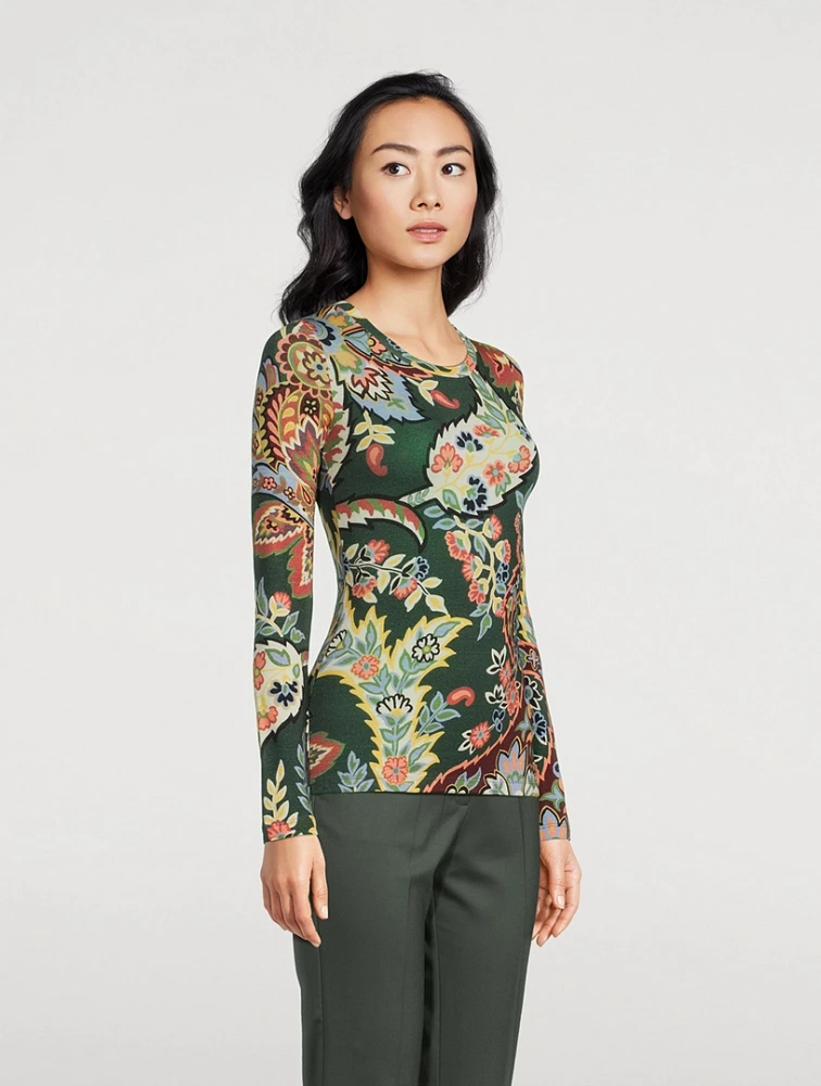 Jersey Top Paisley Print