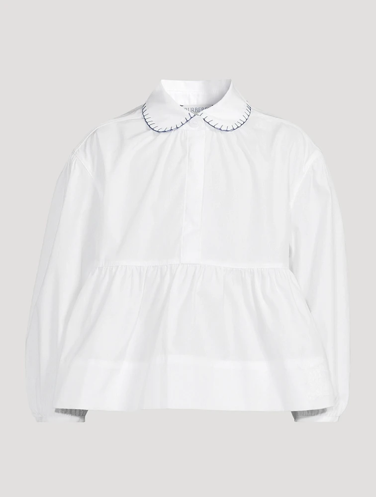 Stretch Cotton Peplum Blouse