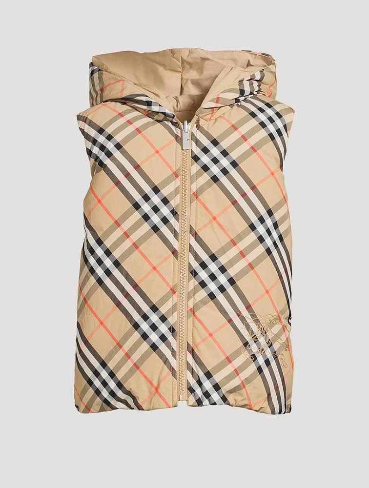 Reversible Check Padded Nylon Gilet